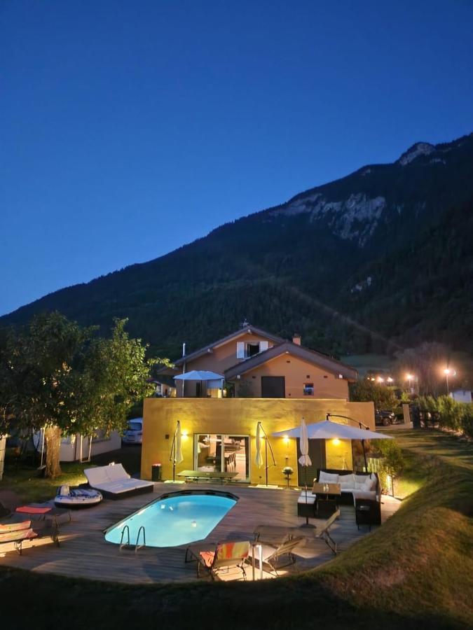 Appartement Moderne Avec Terrasse Et Piscine A Chatel Sur Bex Exterior foto